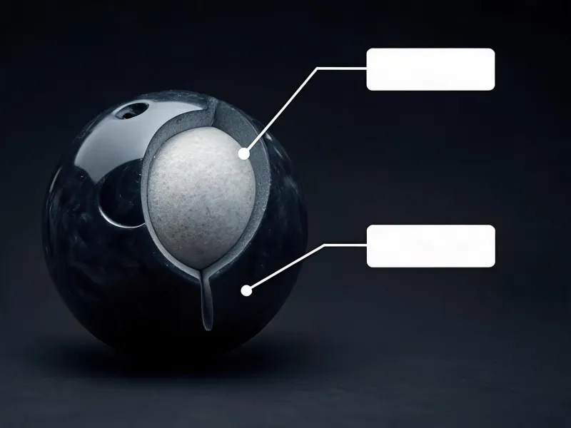 Performance bowling ball construction cutaway